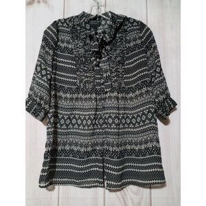 MM Courture Shirt Ladies Small Black‎ Sheer Short Sleeve